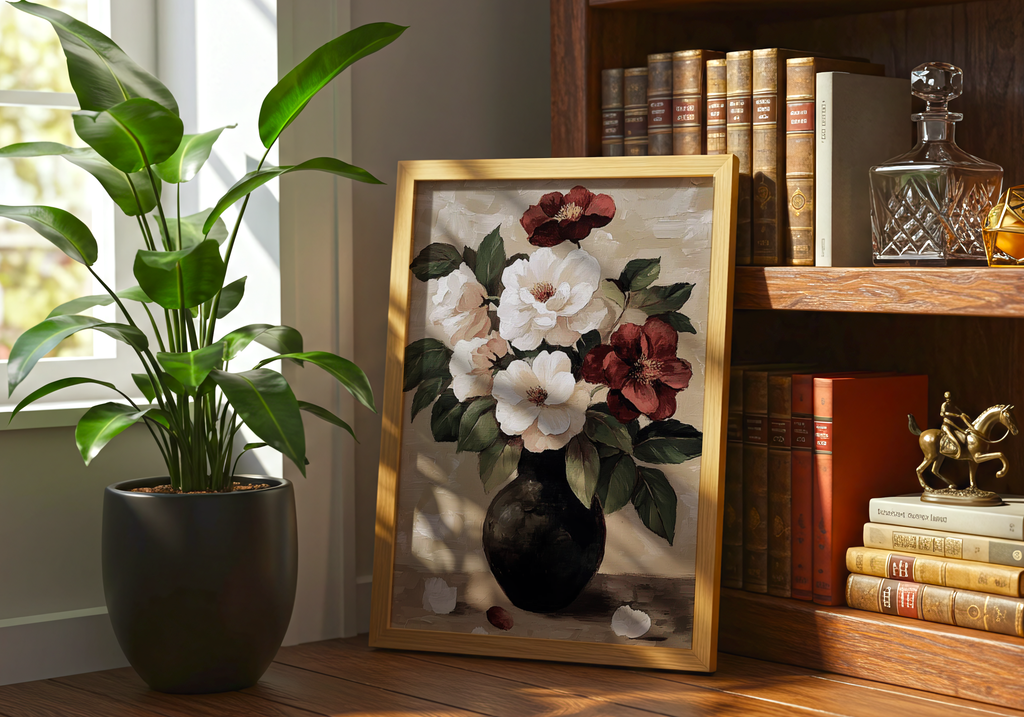 Floral oil painting poster visad rakt fram – Bozetto affisch i hög tryckkvalitet