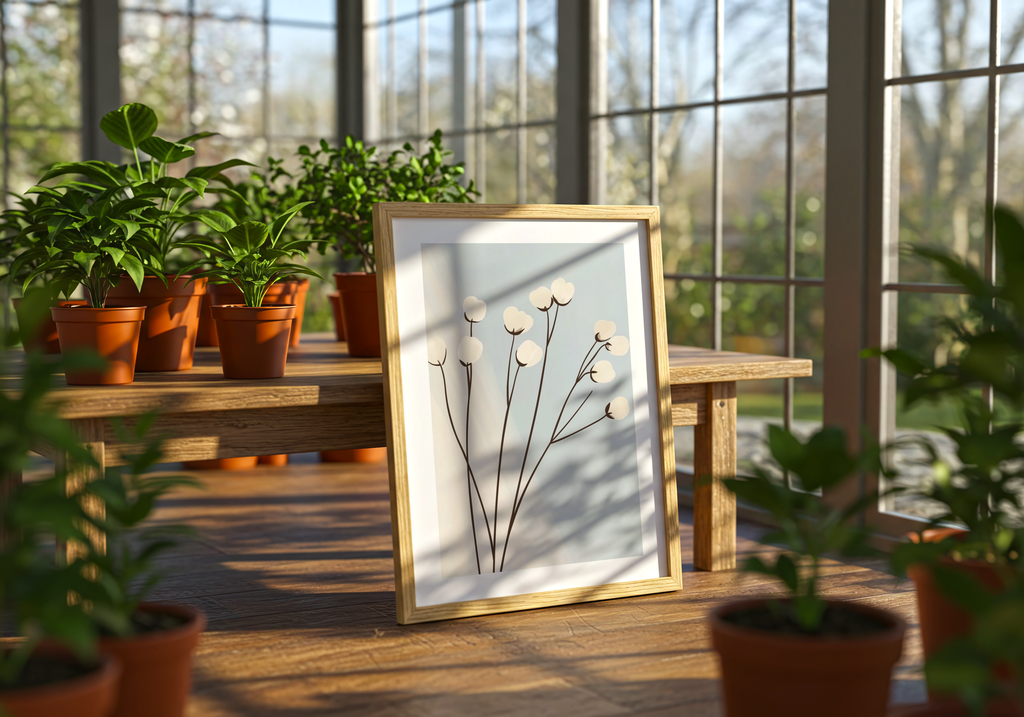 Minimalist cotton flower – affisch med stilfullt motiv från Bozetto i hög kvalitet